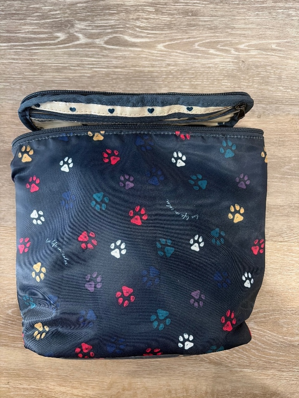 Lug Dolly zippered pouch makeup bag Paws Navy